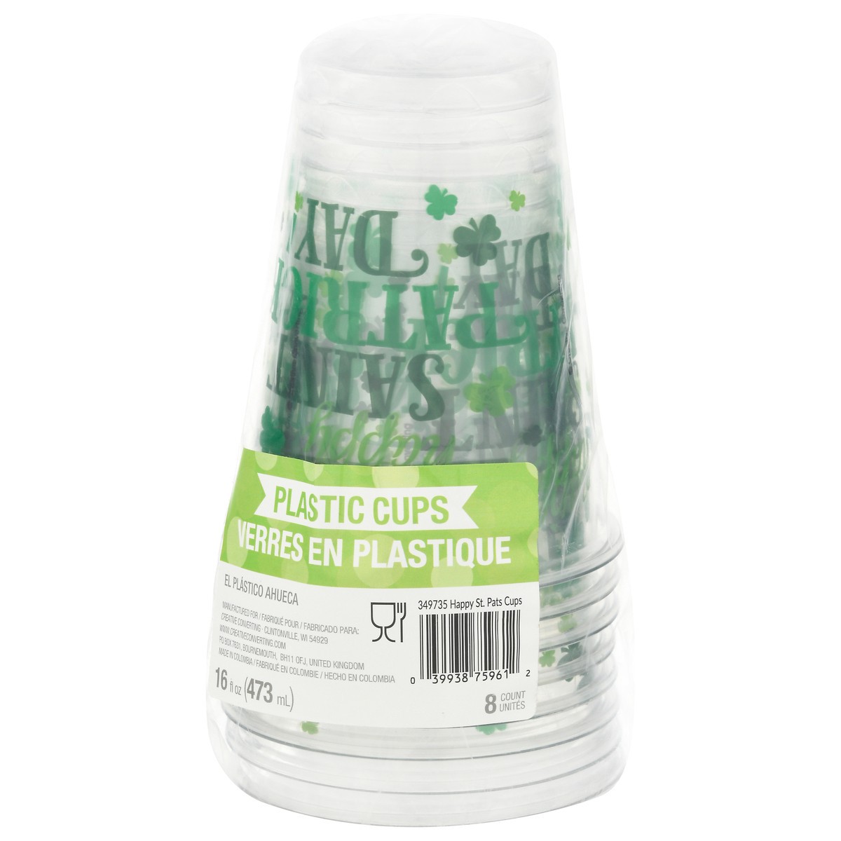 slide 2 of 11, Creative Converting Plastic Cups, Happy St. Pats Cup, 16 Fluid Ounce, 8 Each, 8 ct