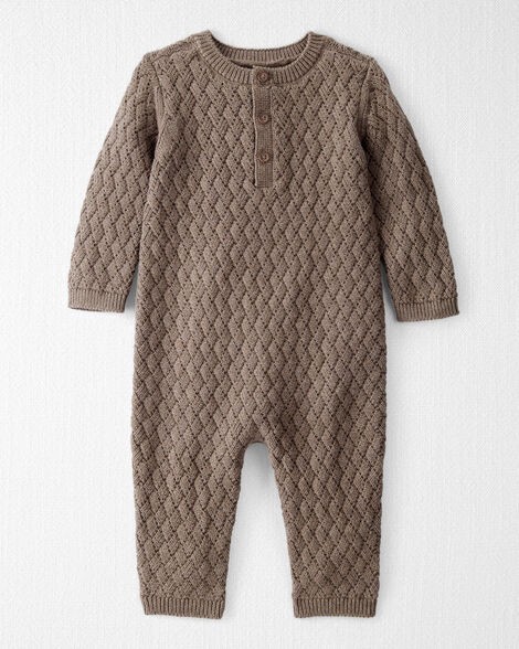 slide 1 of 3, Littleplanet Baby Organic Cotton Sweater Knit Jumpsuit Heather Brown 9M, 1 ct