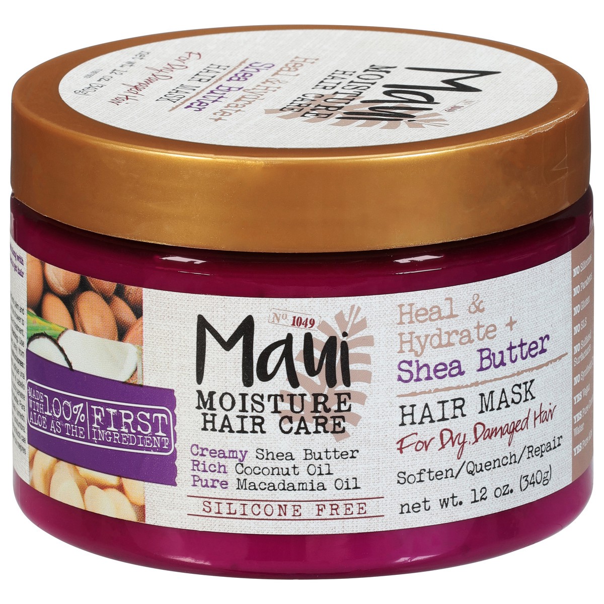 slide 1 of 9, Maui Moisture Heal & Hydrate + Shea Butter Hair Mask 12 oz, 12 oz