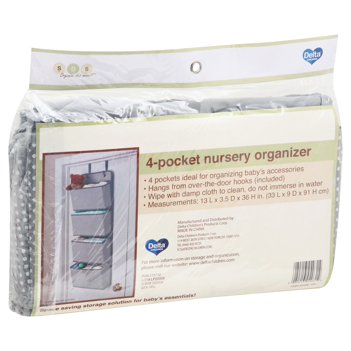 slide 7 of 11, S.O.S. 4-Pocket Dove Gray Nursery Organizer 1 ea, 1 ct