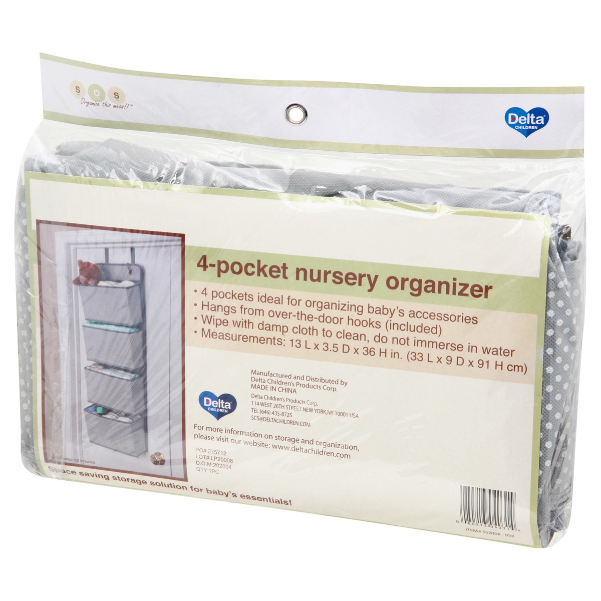 slide 8 of 11, S.O.S. 4-Pocket Dove Gray Nursery Organizer 1 ea, 1 ct