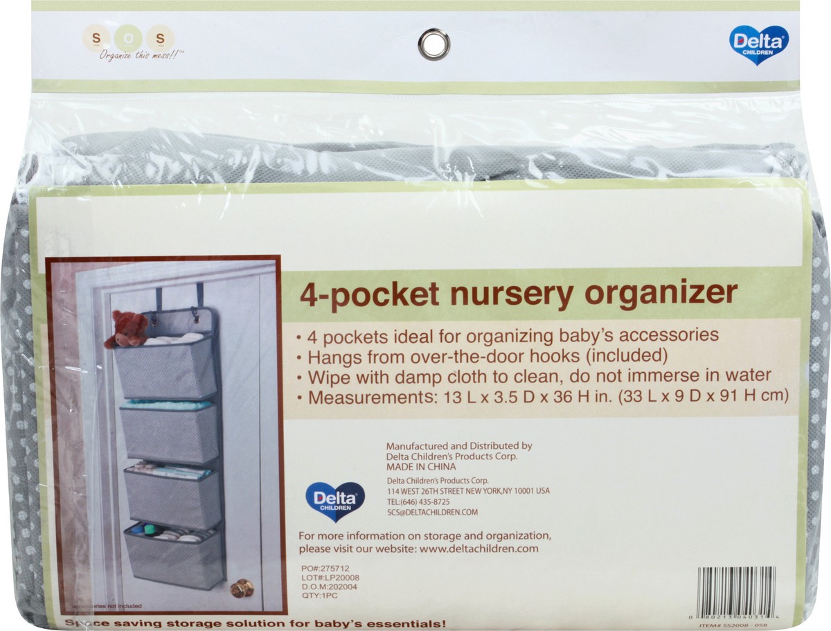 slide 11 of 11, S.O.S. 4-Pocket Dove Gray Nursery Organizer 1 ea, 1 ct