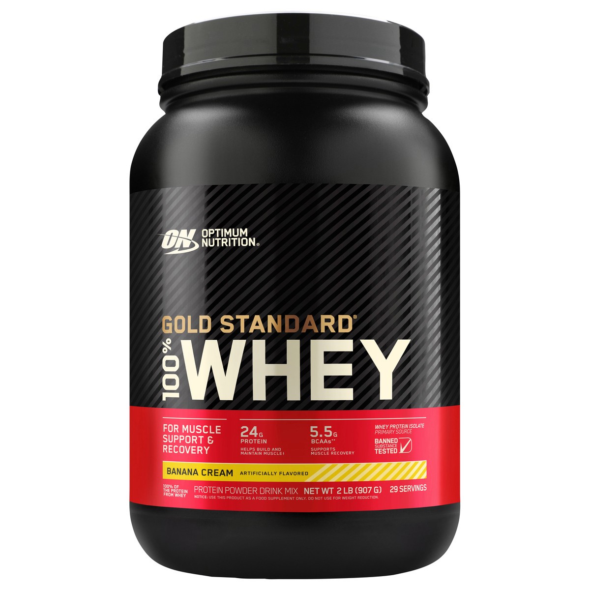 slide 1 of 6, Optimum Nutrition Gold Standard 100% Whey - Banana Cream, 2 lb