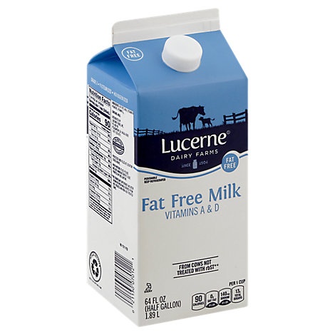 slide 1 of 1, Lucerne Fat Free Milk - Half Gallon, 1 ct