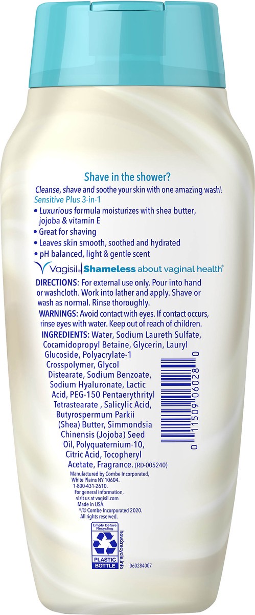slide 3 of 8, Vagisil Sensitive Plus 3-in-1 Daily Intimate Wash 12 oz, 12 oz