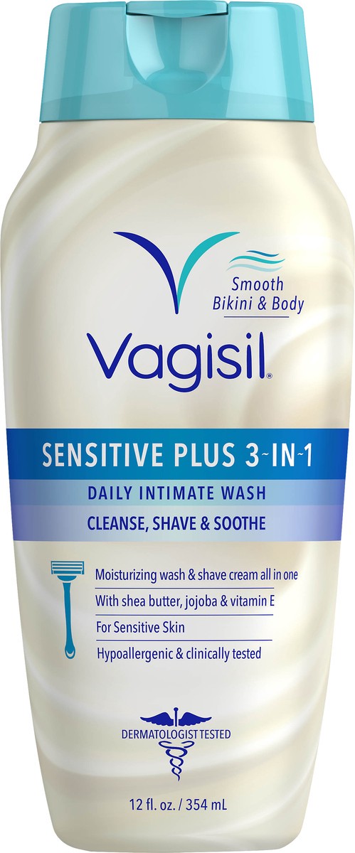 slide 4 of 8, Vagisil Sensitive Plus 3-in-1 Daily Intimate Wash 12 oz, 12 oz
