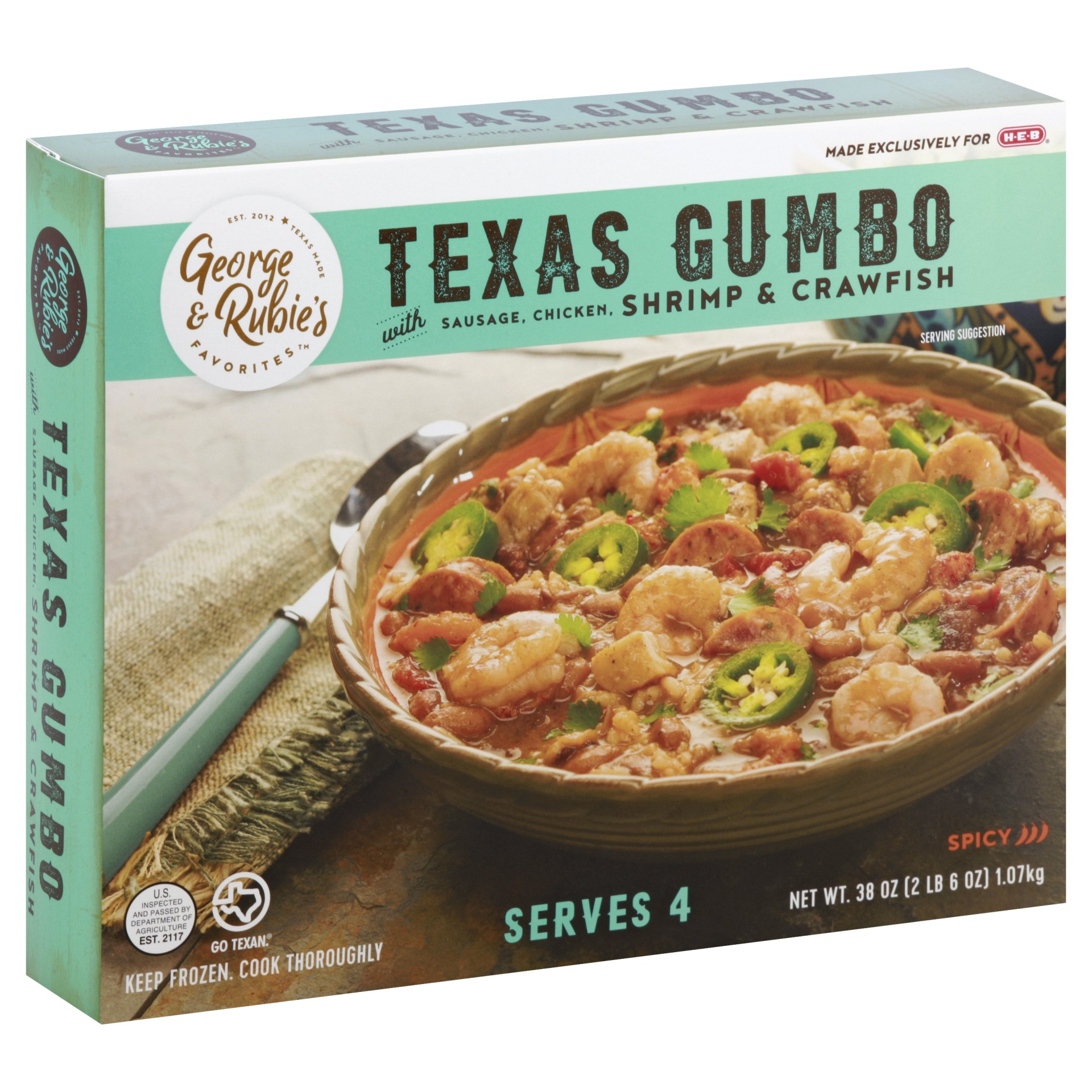 slide 1 of 4, Huerta's Texas Kitchen Texas Gumbo with Shrimp and Crawfish, 38 oz
