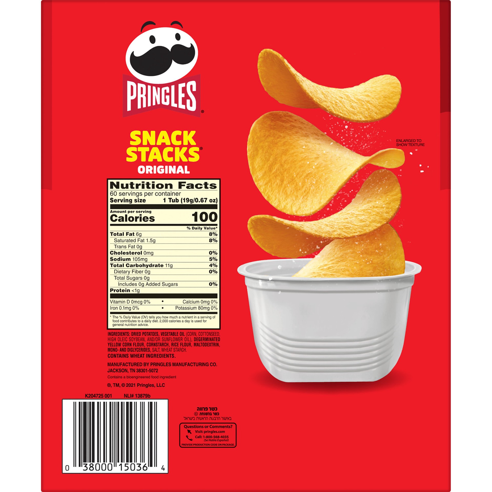 slide 4 of 5, Pringles Potato Crisps Chips, Original, 40.2 oz, 60 Count, 