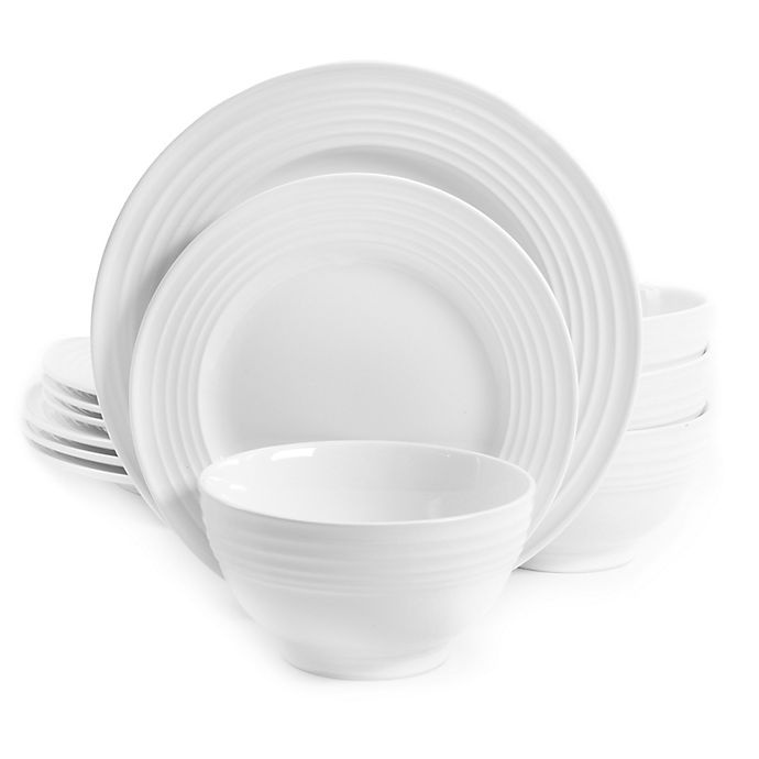 slide 1 of 1, Gibson Home Plaza Caf Dinnerware Set - White, 12 ct