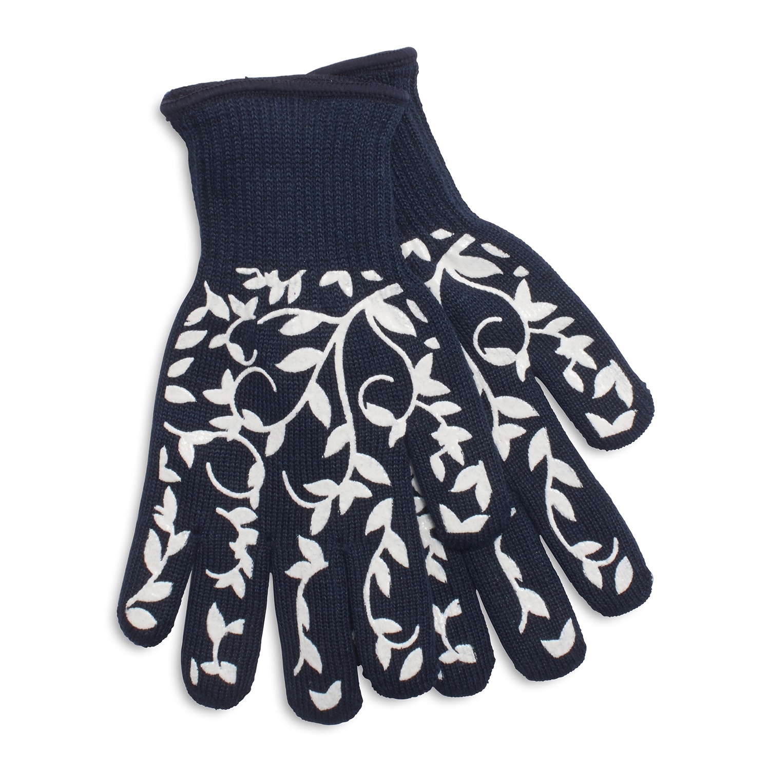 slide 1 of 1, Sur La Table Floral Vine Small Oven Gloves, Blue, 2 ct