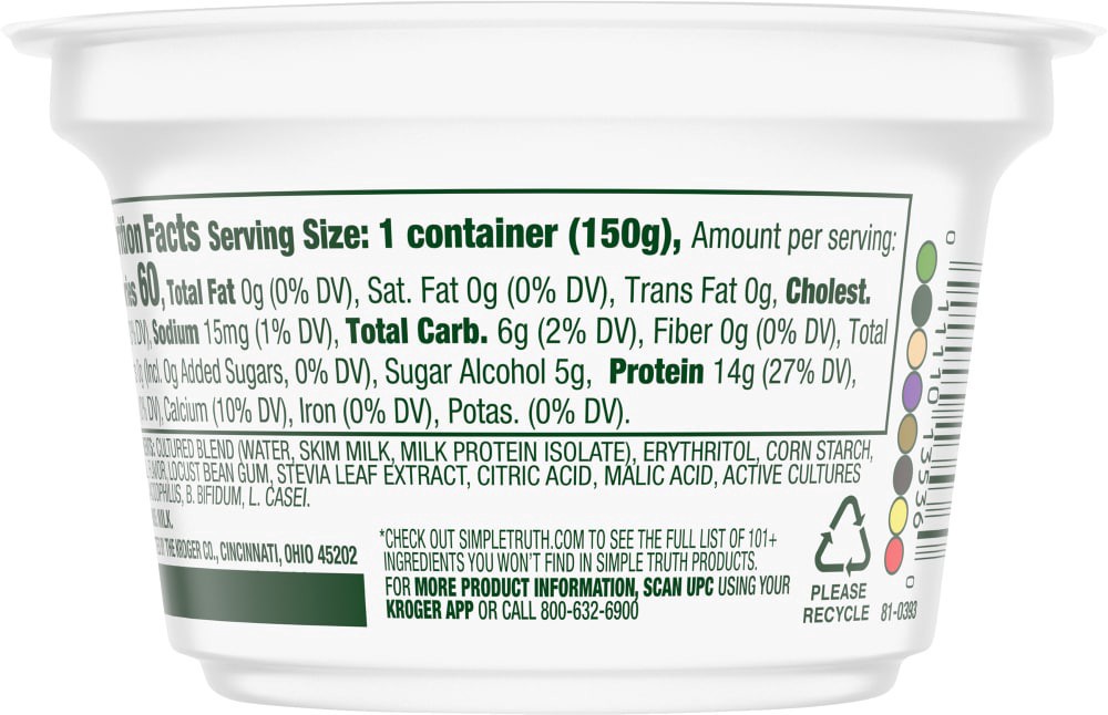 slide 5 of 5, Simple Truth Vanilla Zero Sugar Yogurt Cup, 5.3 oz