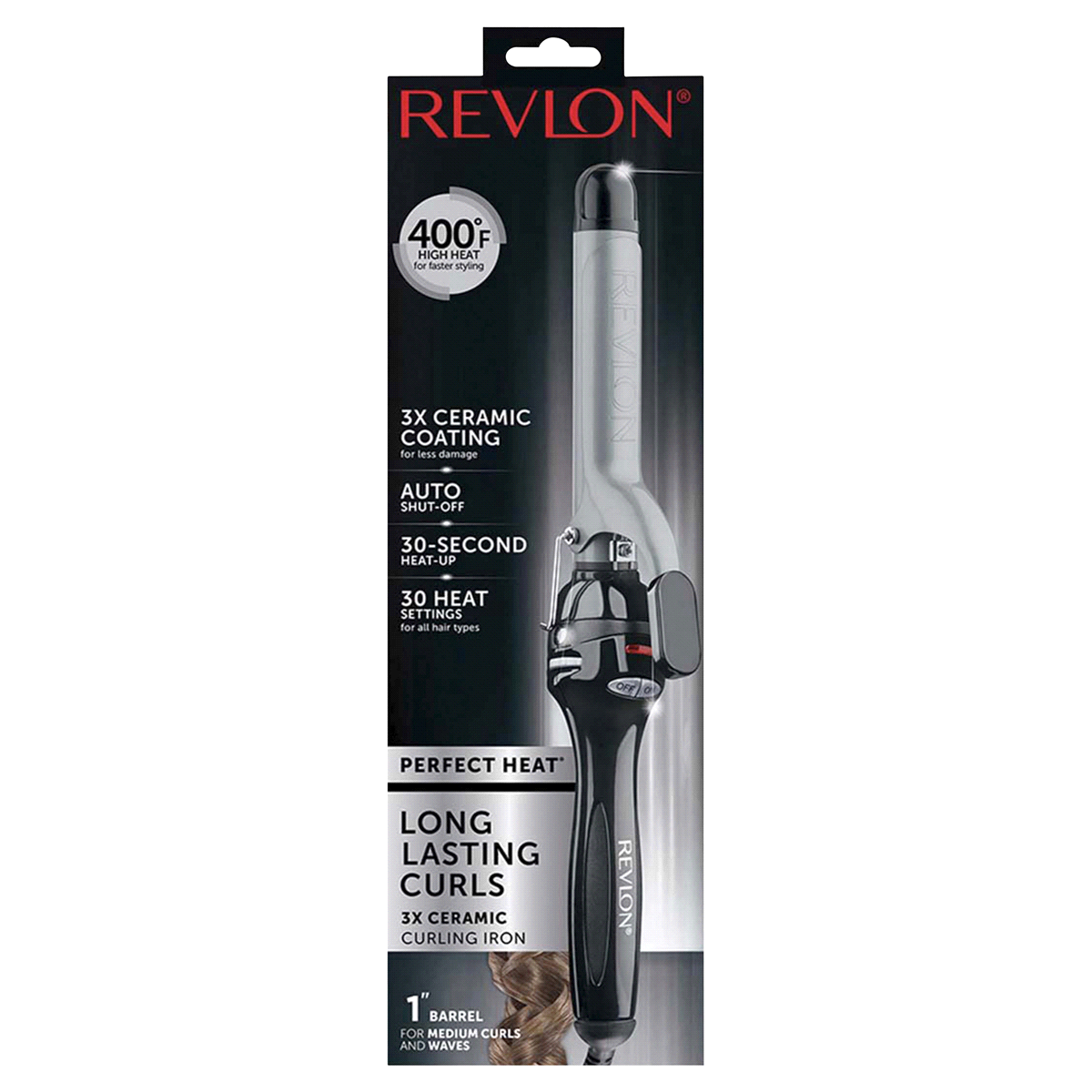 slide 1 of 2, Revlon Perfect Heat Long Lasting Curls 1.5" Ceramic Curling Iron, 1 ft