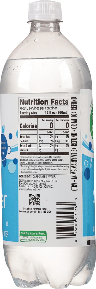 slide 8 of 16, Food Club Original Seltzer Water - 33.8 fl oz, 33.8 fl oz