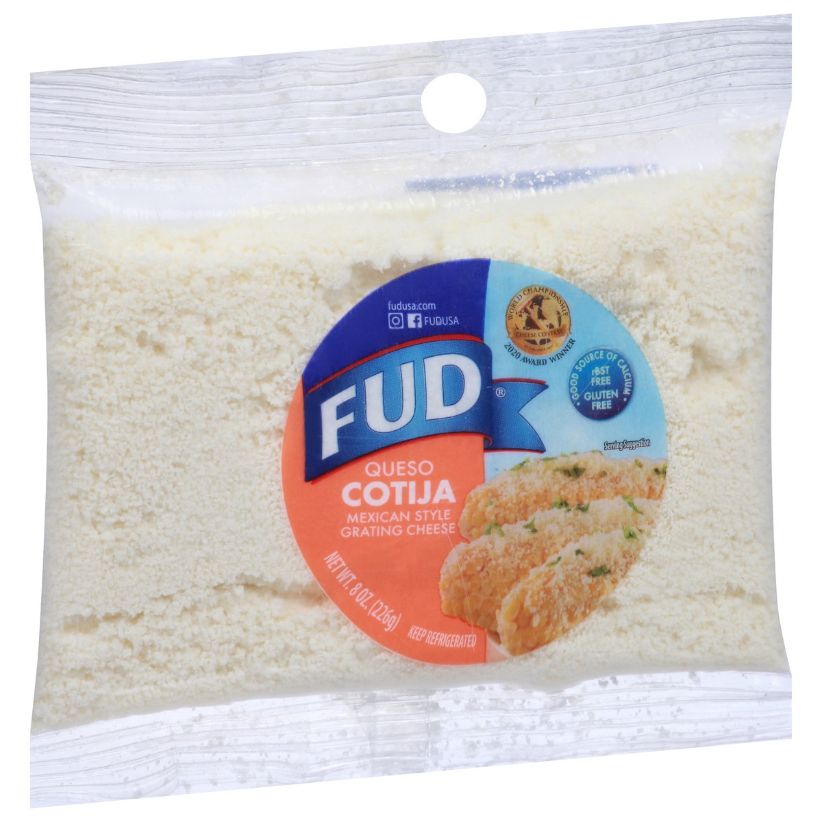 slide 2 of 9, FUD Mexican Style Cotija Grating Cheese 8 oz, 8 oz