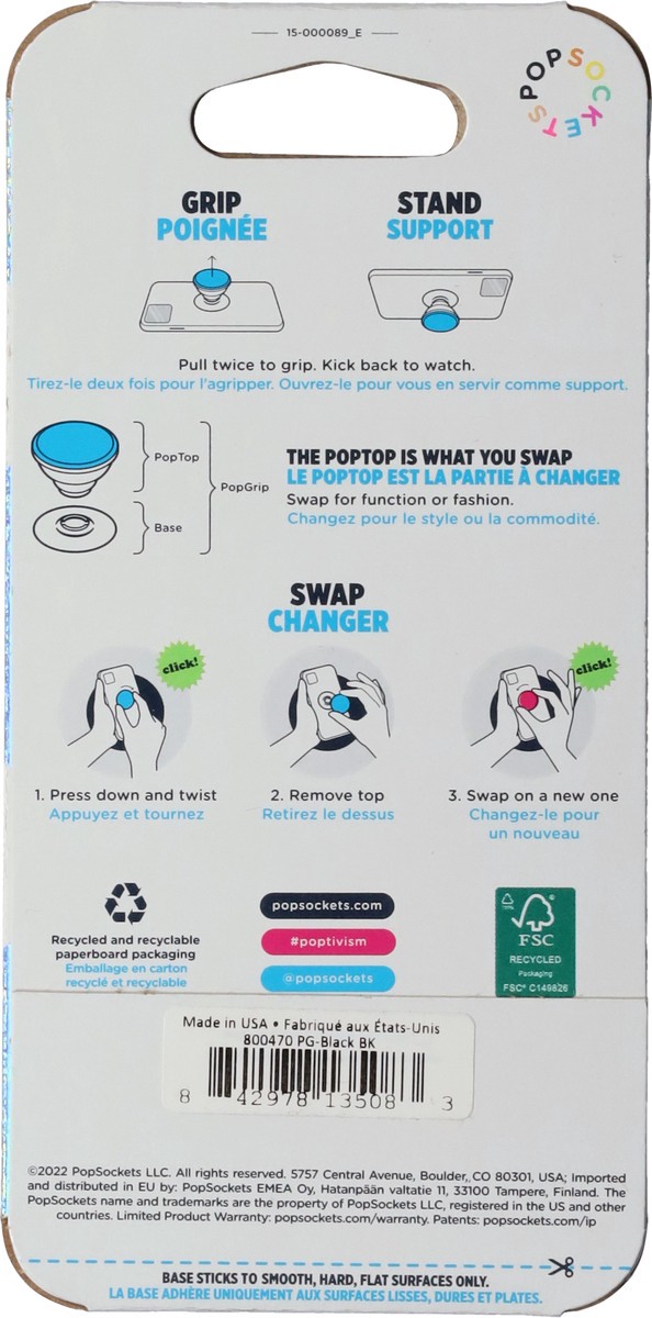 slide 9 of 9, PopSockets Black PopGrip 1 ea, 1 ct