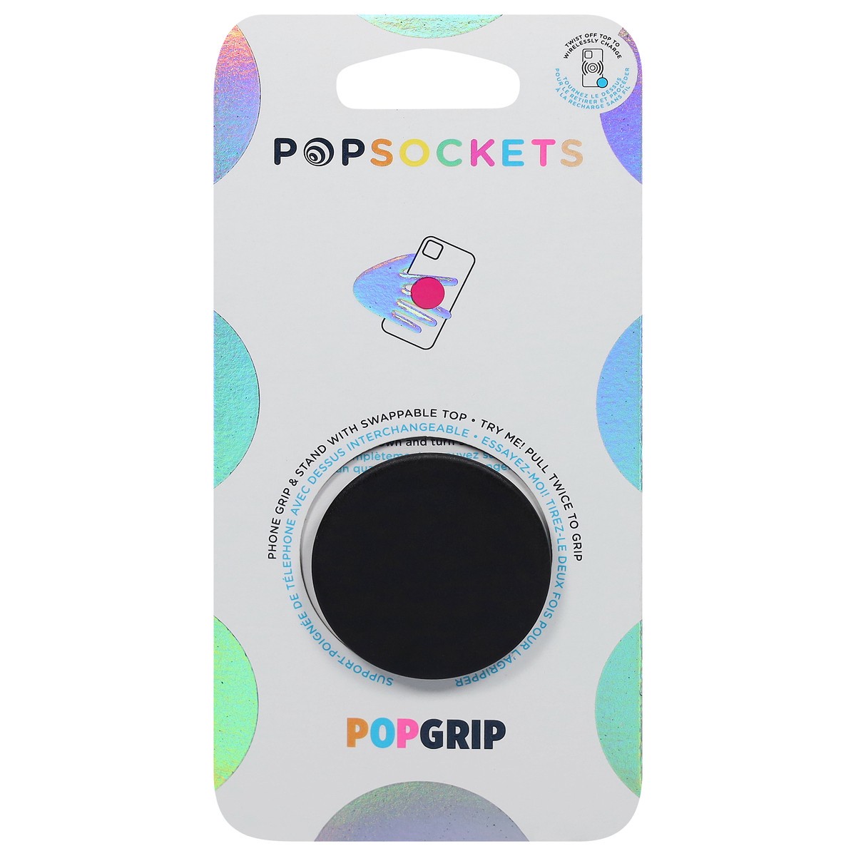 slide 1 of 9, PopSockets Black PopGrip 1 ea, 1 ct