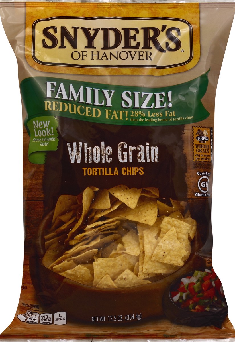 slide 5 of 5, Snyder's of Hanover Reduced Fat Whole Grain Tortilla Chips, 12.5 oz