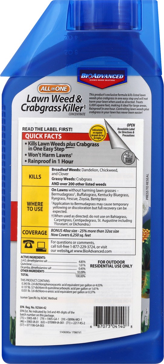 slide 7 of 11, Bioadvanced Lawn Weed & Crabgrass Killer 40 oz, 40 oz