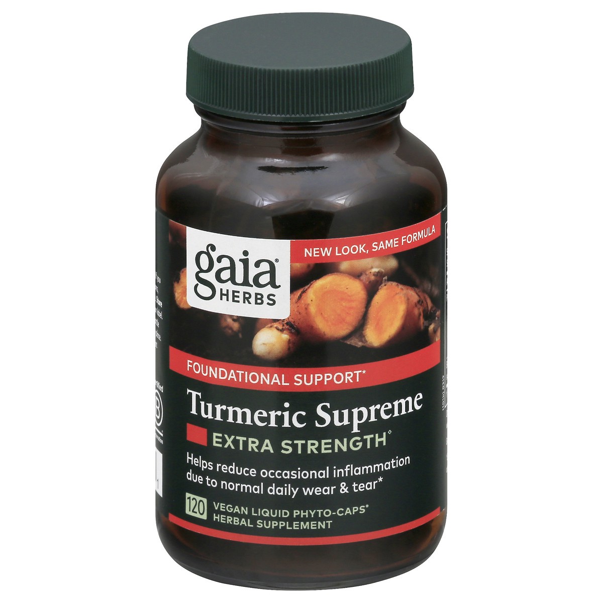 slide 2 of 10, Gaia Herbs Extra Strength Turmeric Supreme Herbal Supplement, 120 ct