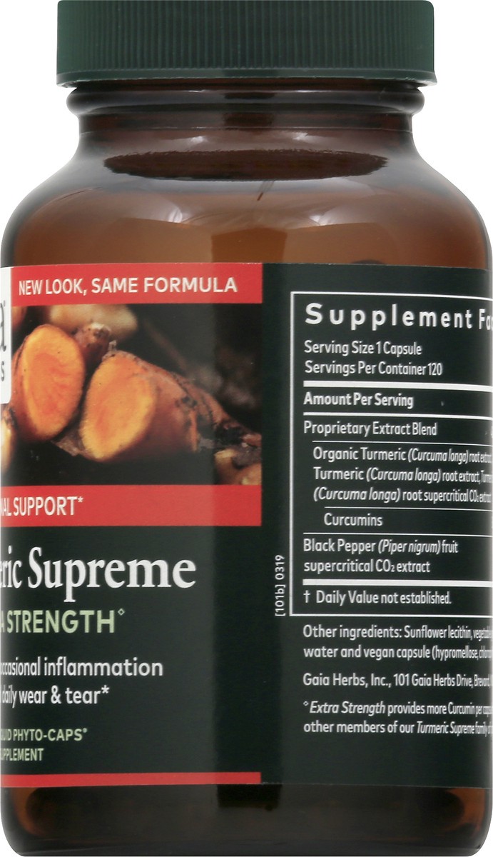 slide 5 of 10, Gaia Herbs Extra Strength Turmeric Supreme Herbal Supplement, 120 ct