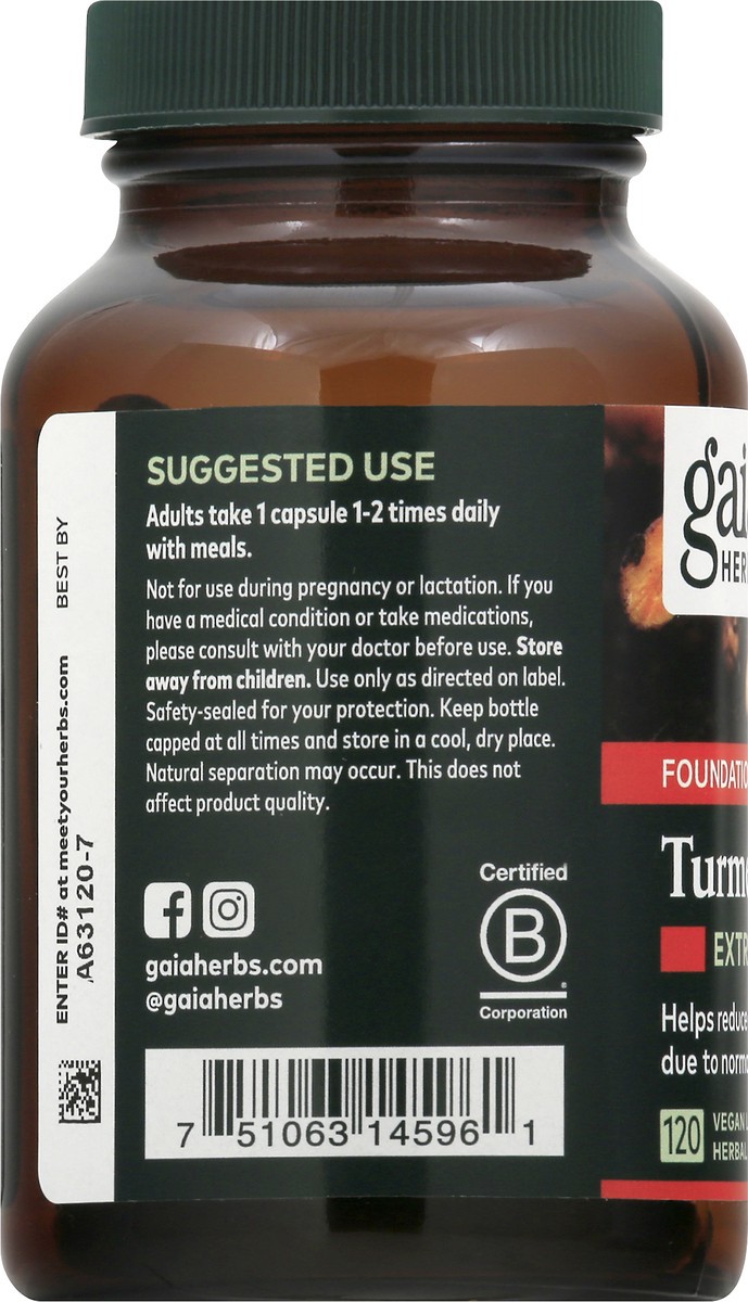 slide 10 of 10, Gaia Herbs Extra Strength Turmeric Supreme Herbal Supplement, 120 ct