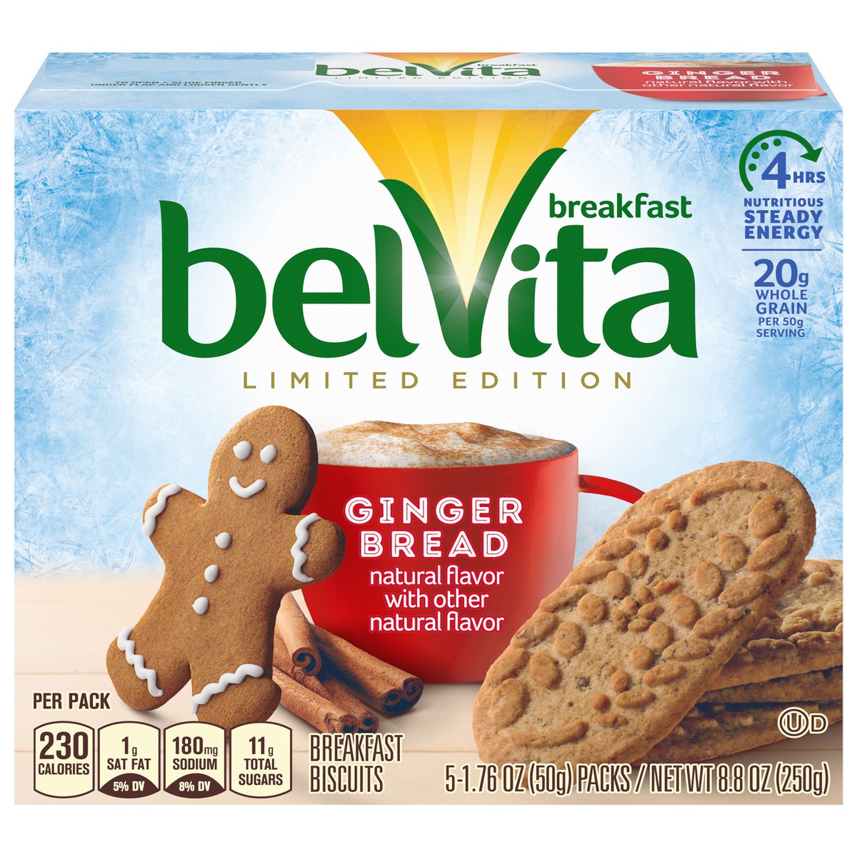 slide 1 of 5, belVita Gingerbread Breakfast Biscuits, Limited Edition, 5 Packs (4 Biscuits Per Pack), 0.55 lb