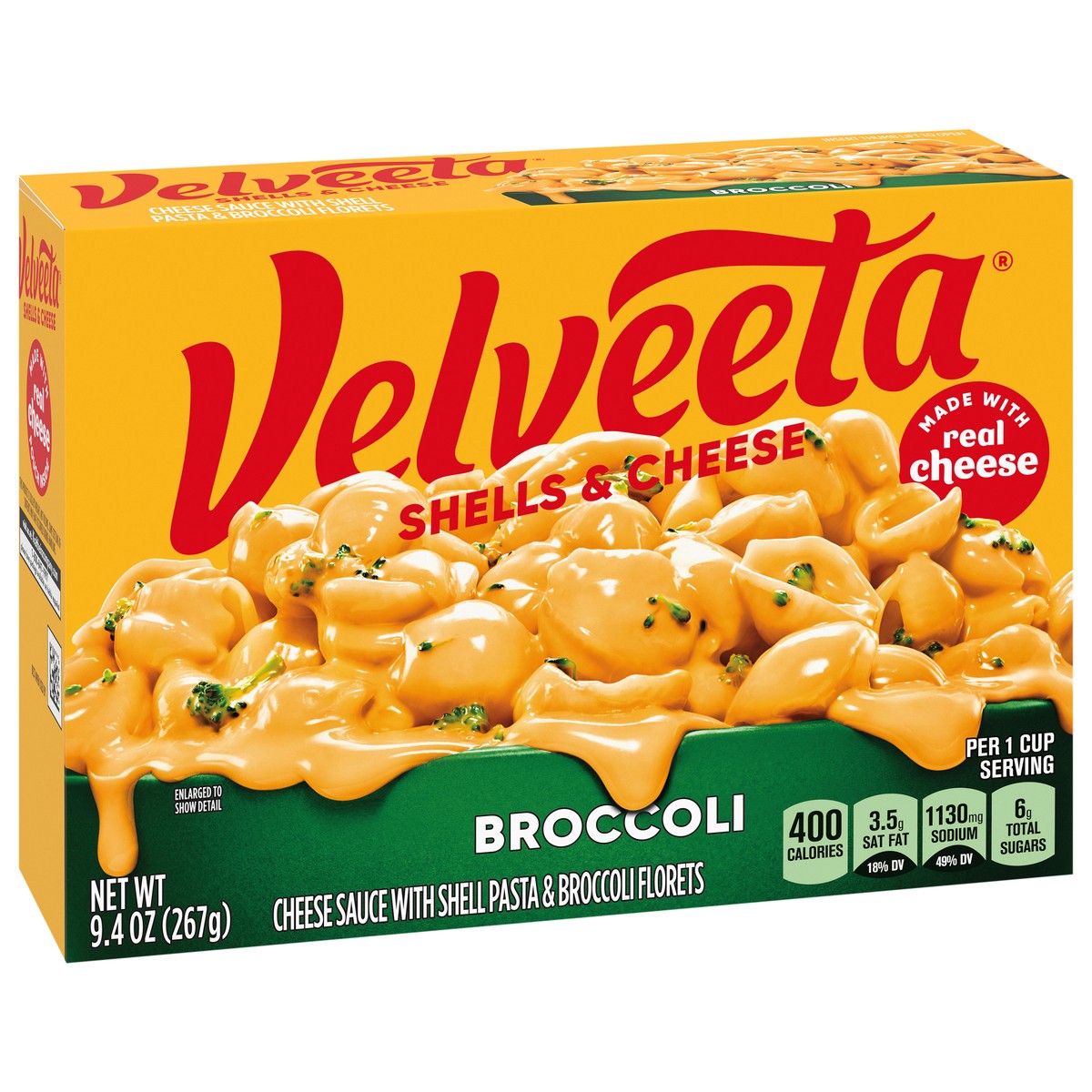 slide 4 of 4, Velveeta Broccoli Rotini Pasta & Cheese with Cheese Sauce & Broccoli Florets Meal, 9.4 oz Box, 9.4 oz