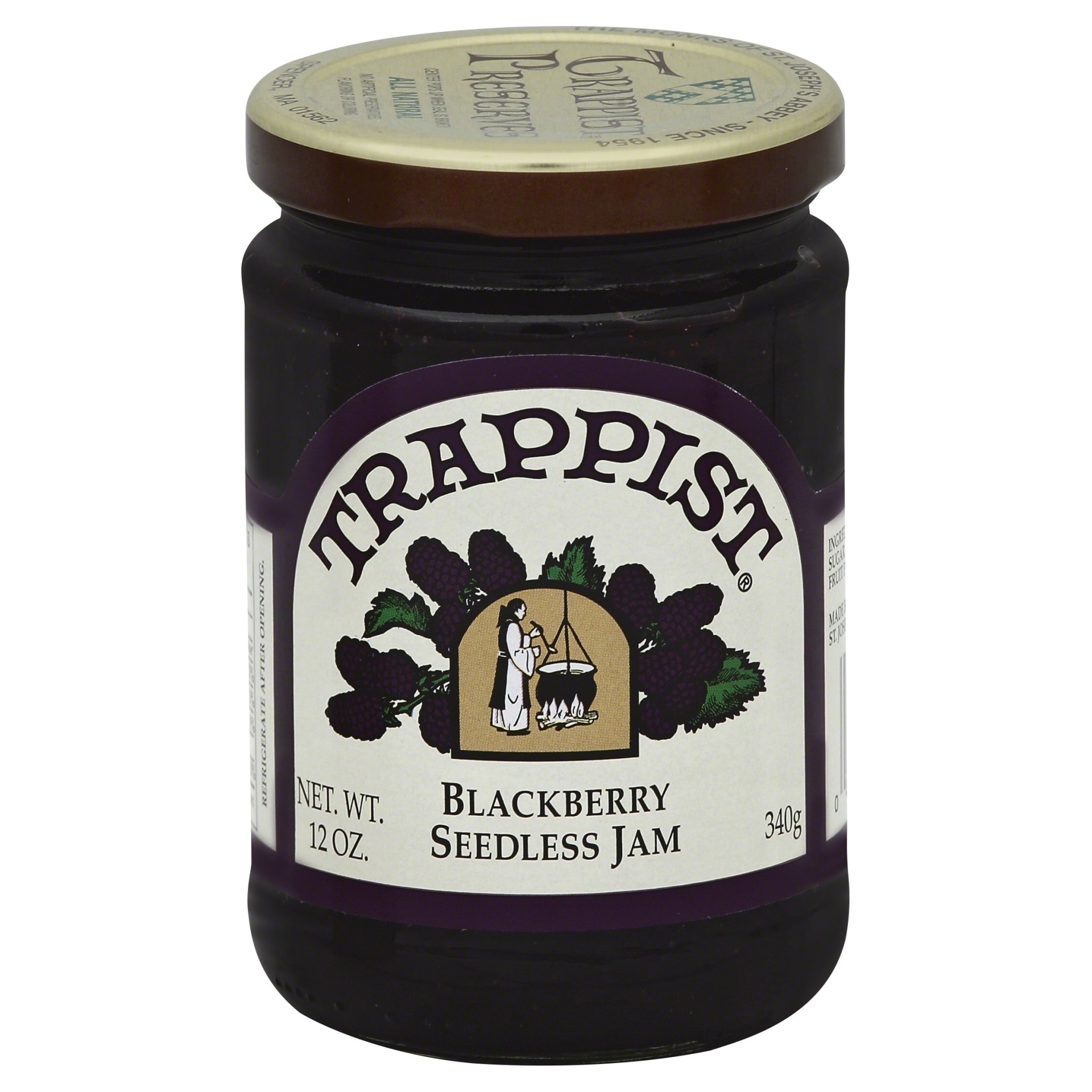 slide 1 of 2, Trappist Seedless Blackberry Jam, 12 oz