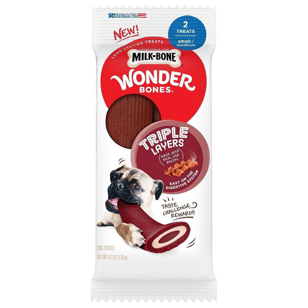 slide 1 of 5, Milk-Bone Milkbone Wonder Bone Triple Layers Beef, 2 ct