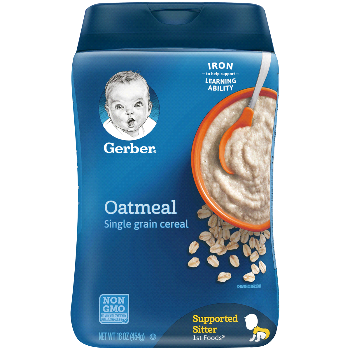 slide 1 of 1, Gerber Cereal For Baby Single Grain Oatmeal, 16 oz