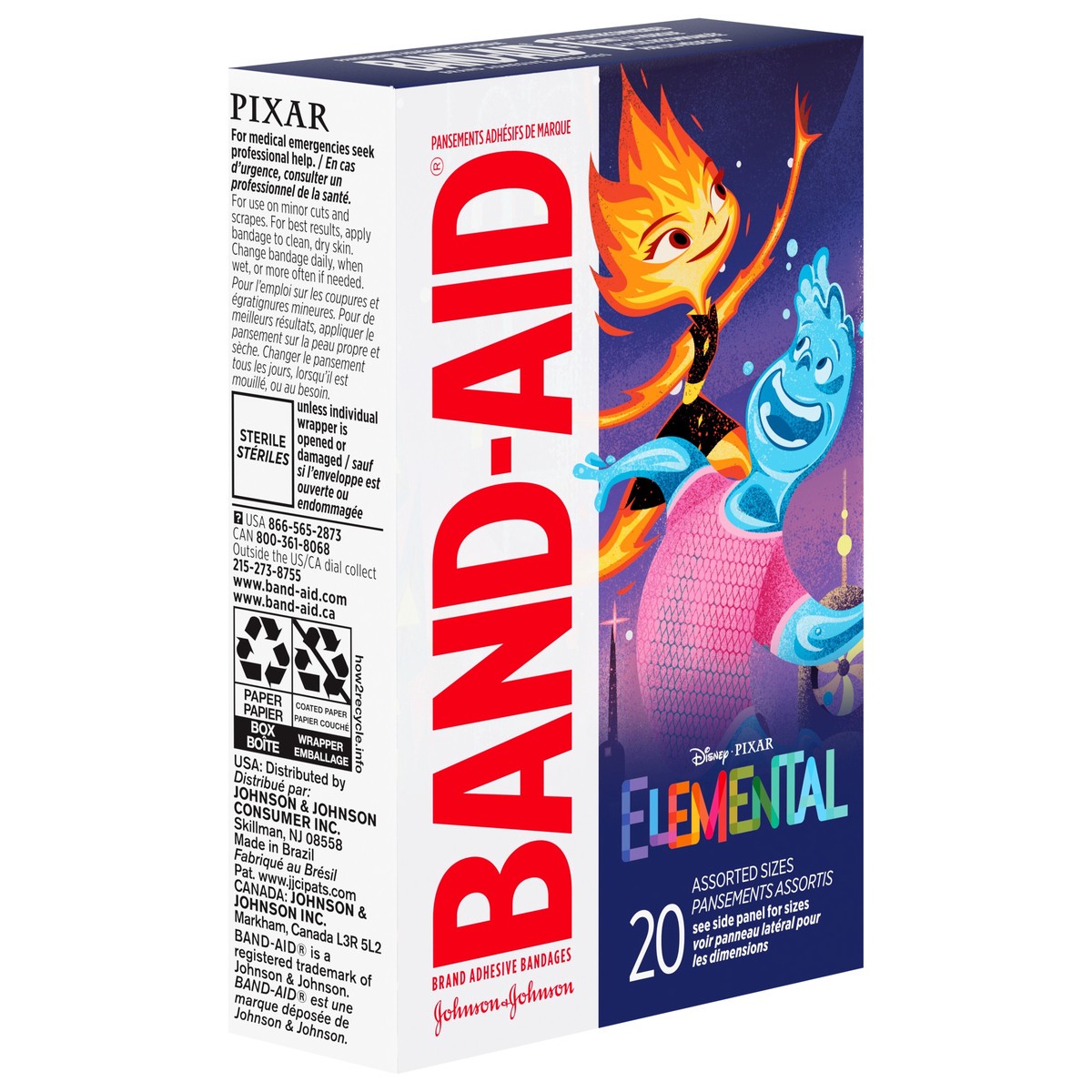 slide 2 of 8, Band-Aid Brand Bandages, Disney's Elemental Characters, Assorted Sizes, 20 ct