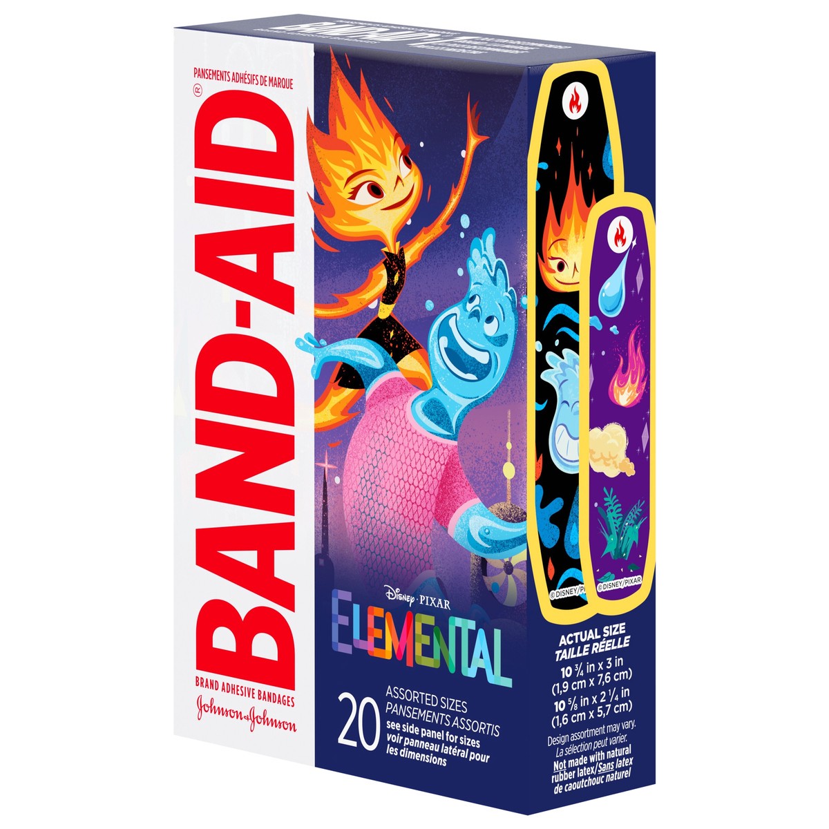 slide 3 of 8, Band-Aid Brand Bandages, Disney's Elemental Characters, Assorted Sizes, 20 ct