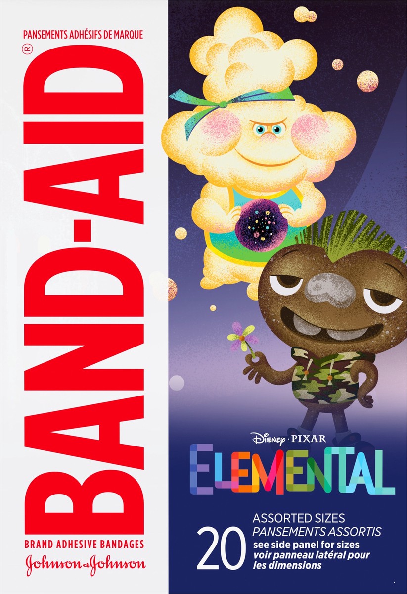 slide 7 of 8, Band-Aid Brand Bandages, Disney's Elemental Characters, Assorted Sizes, 20 ct