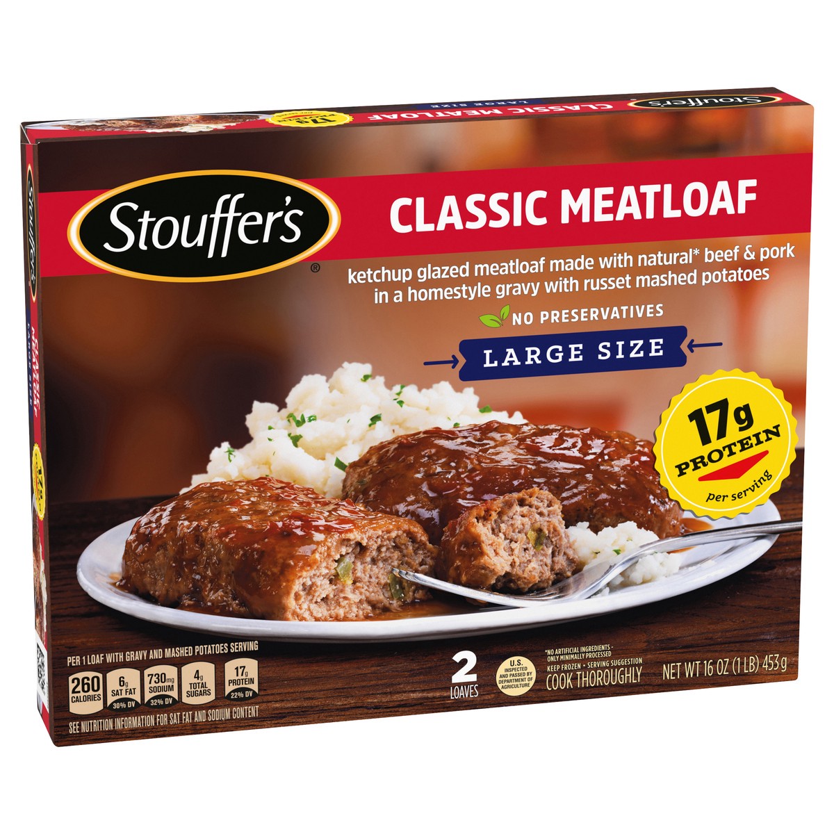 slide 2 of 8, Stouffer's Classic Meatloaf Frozen Meal, 16 Ounce, 16 oz