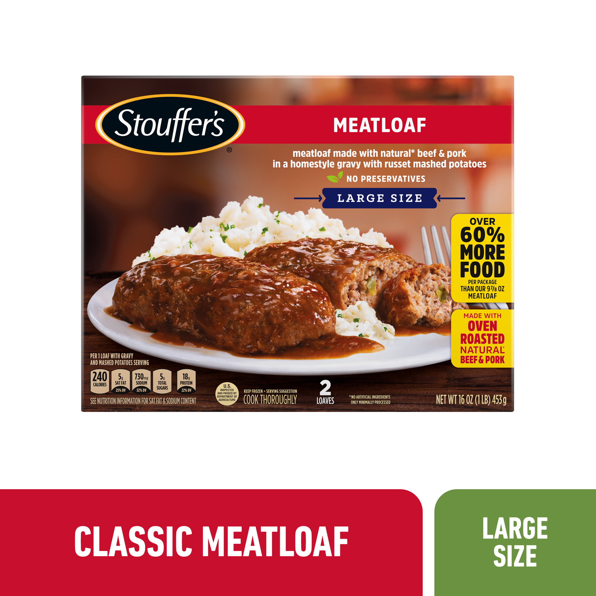 slide 1 of 8, Stouffer's Classic Meatloaf Frozen Meal, 16 Ounce, 16 oz