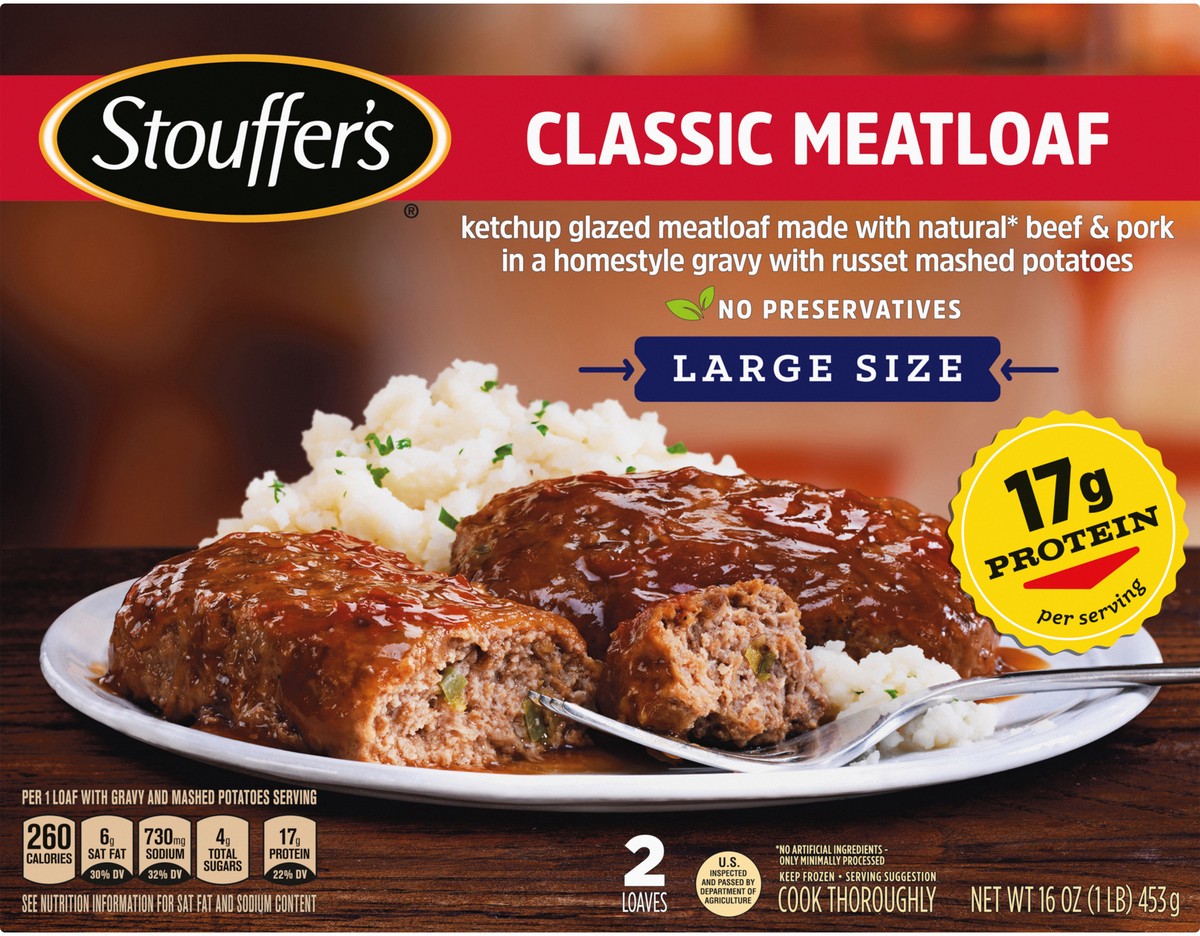 slide 6 of 8, Stouffer's Classic Meatloaf Frozen Meal, 16 Ounce, 16 oz