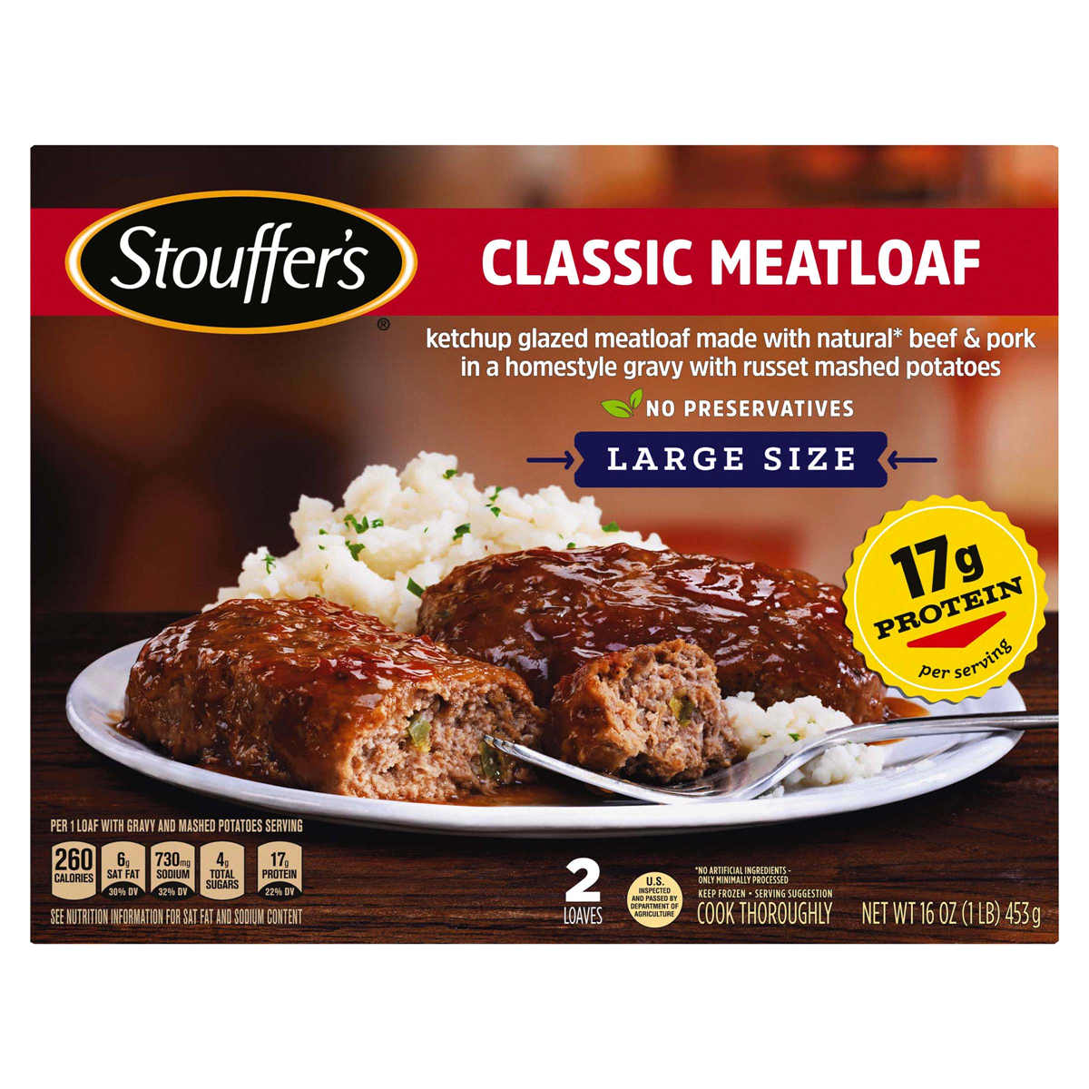 slide 1 of 9, Stouffer's Satisfying Servings Meatloaf, 16 oz