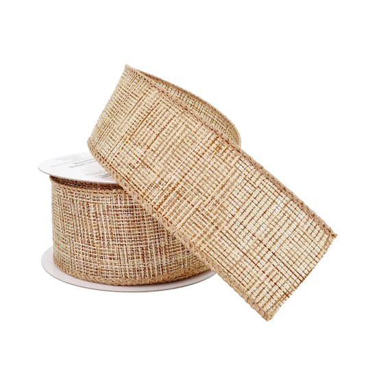 slide 1 of 4, 1.5" X 3yd. Textured Wired Linen Ribbon By Celebrate It, 1.5 in x 3 yd