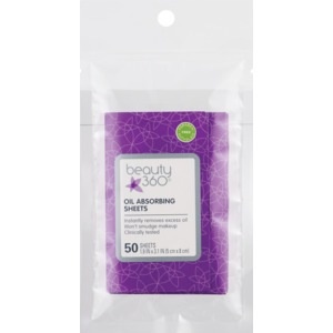 slide 1 of 1, Beauty 360 Oil Absorbing Sheets, 50 ct