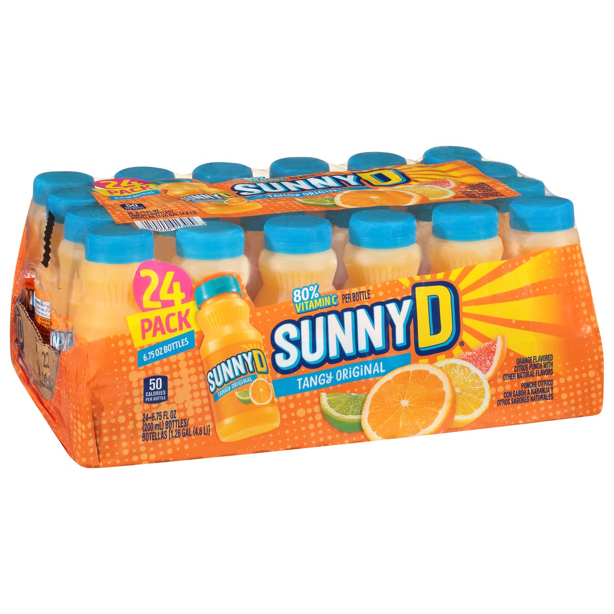 slide 8 of 9, Sunny D Sunnyd Tangy Original Orange Juice Drink, 24 Count, 6.75 Fl Oz Bottles, 24 ct