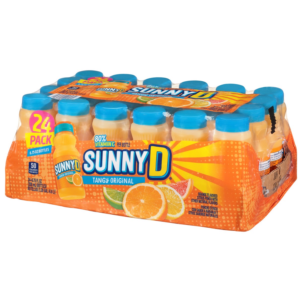 slide 7 of 9, Sunny D Sunnyd Tangy Original Orange Juice Drink, 24 Count, 6.75 Fl Oz Bottles, 24 ct