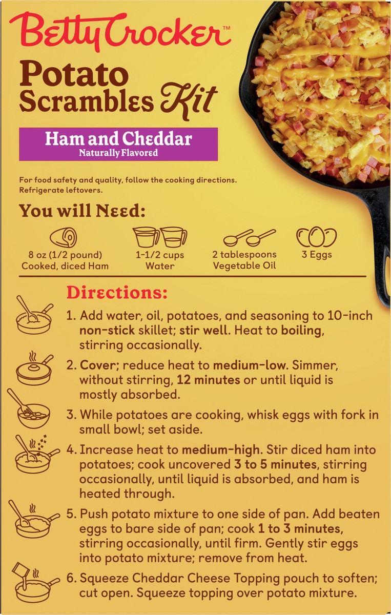 slide 3 of 8, Betty Crocker Potato Scrambles Kit, Ham and Cheddar, 7 oz., 7 oz