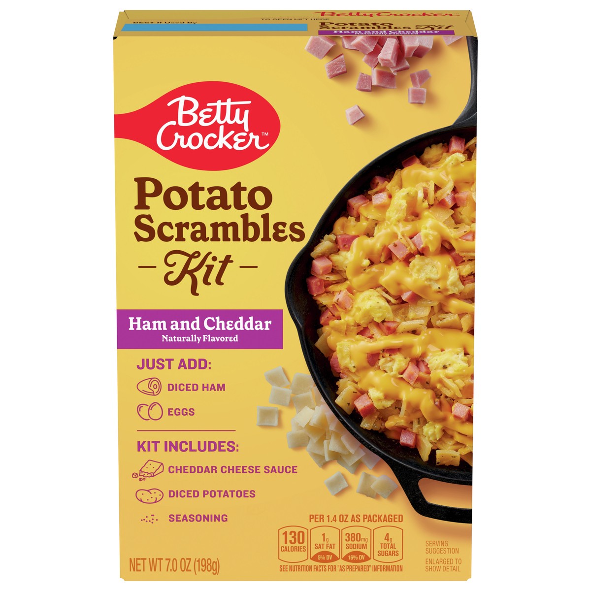 slide 1 of 8, Betty Crocker Potato Scrambles Kit, Ham and Cheddar, 7 oz., 7 oz