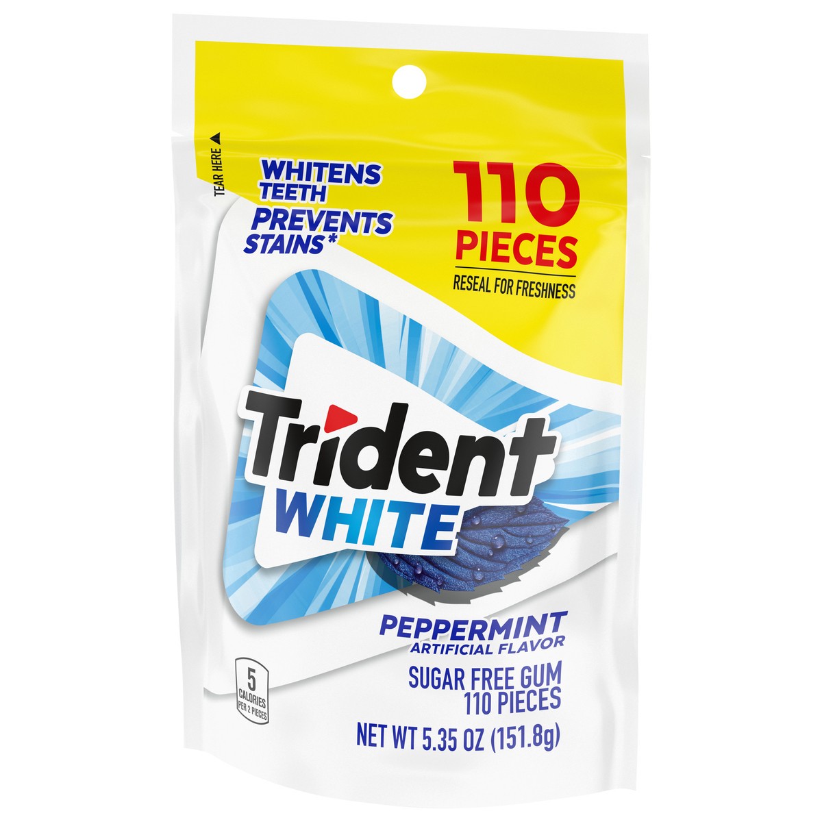 slide 2 of 14, Trident White Sugar Free Peppermint Gum 110 ea, 110 ct