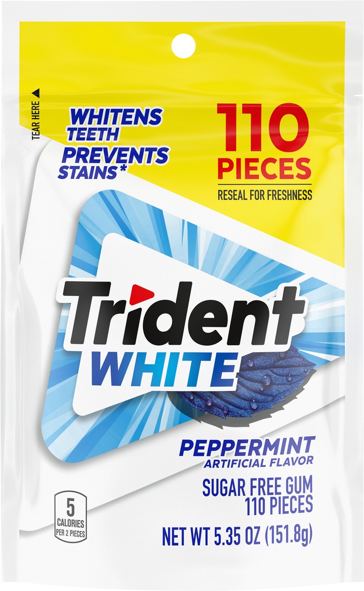 slide 13 of 14, Trident White Sugar Free Peppermint Gum 110 ea, 110 ct