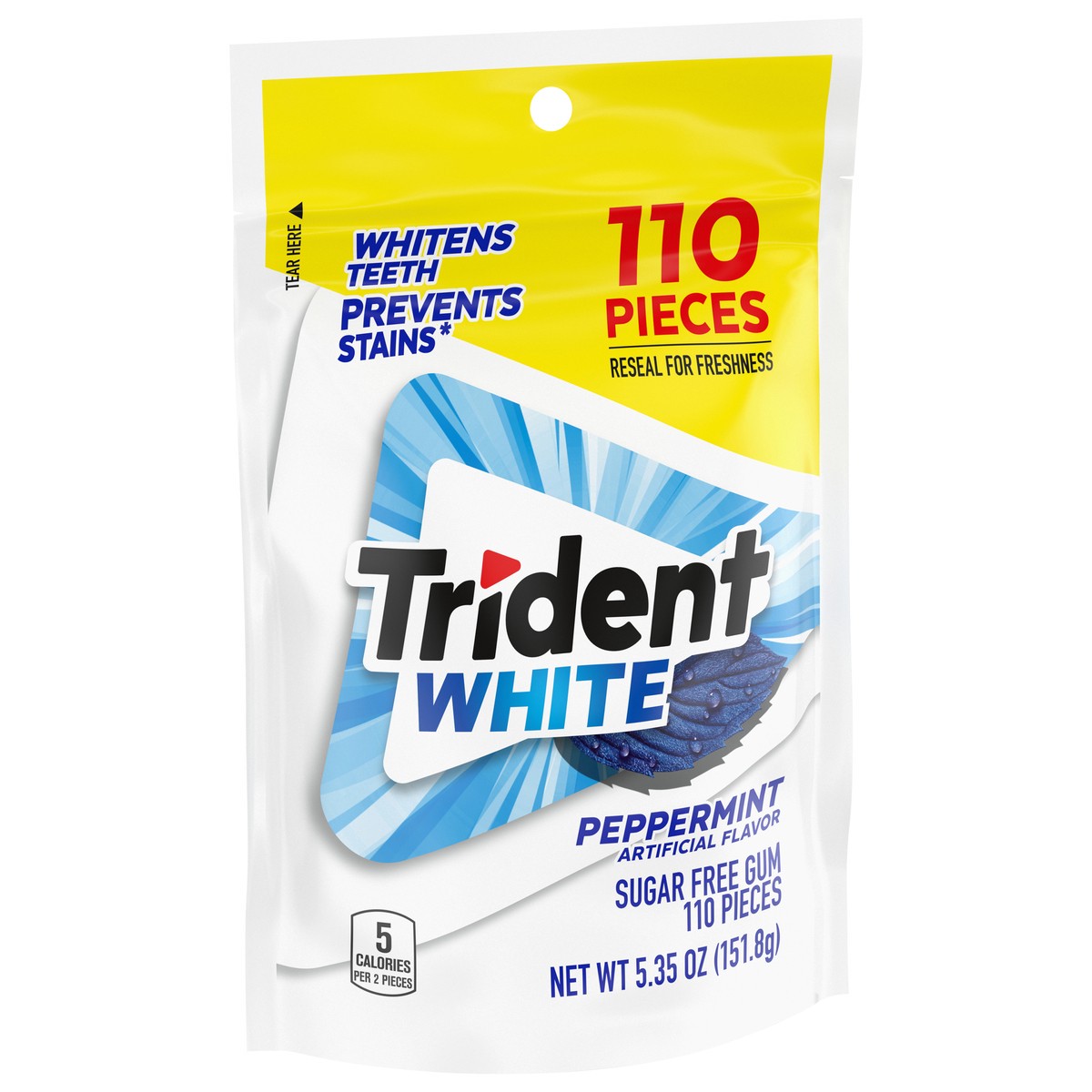 slide 7 of 14, Trident White Sugar Free Peppermint Gum 110 ea, 110 ct