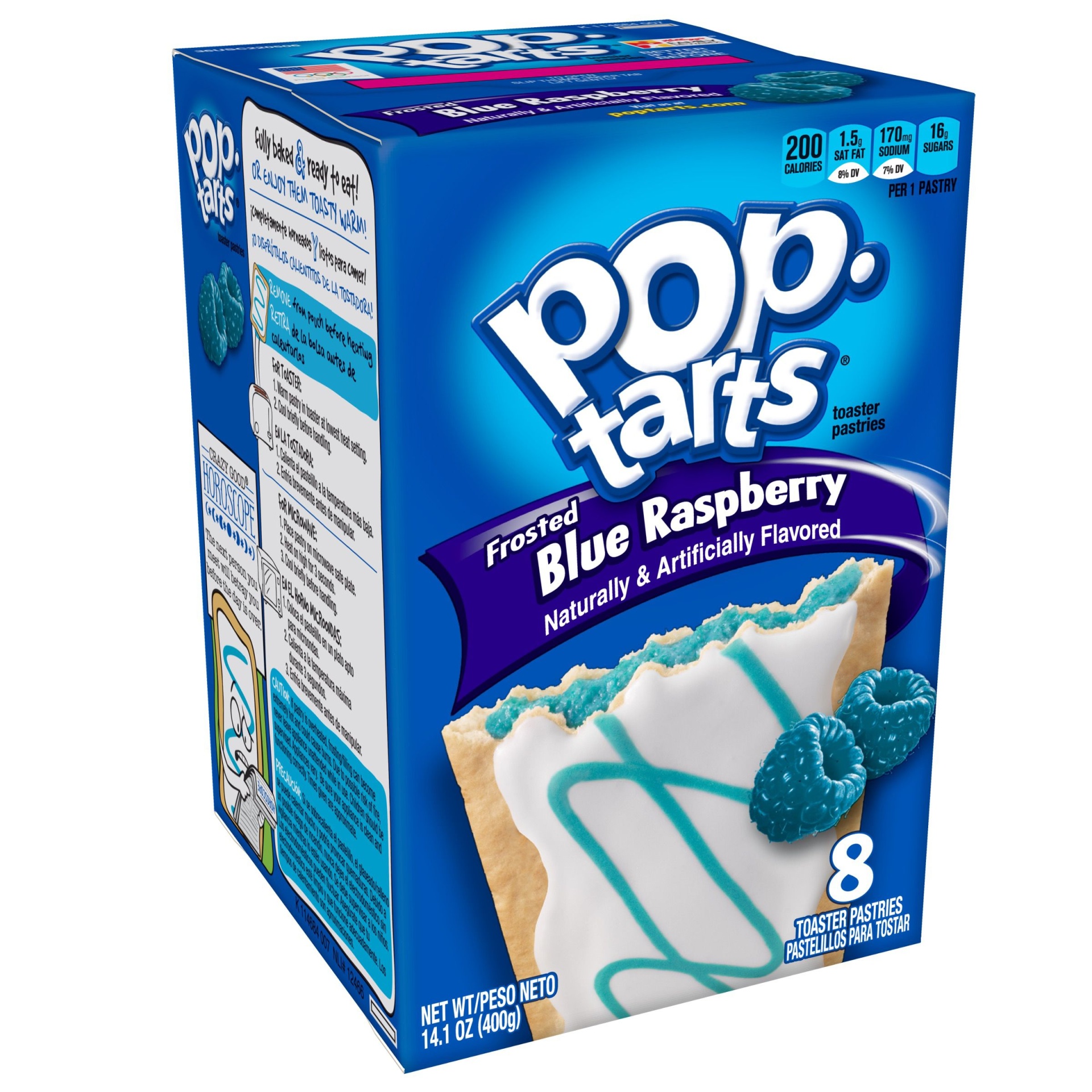 slide 1 of 7, Pop-Tarts Frosted Blue Raspberry Toaster Pastries, 8 ct