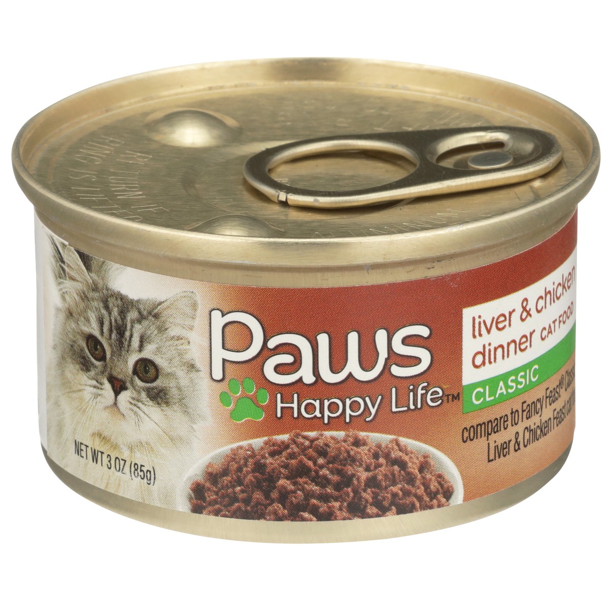 slide 2 of 11, Paws Happy Life Liver & Chicken Dinner Classic Cat Food, 3 oz