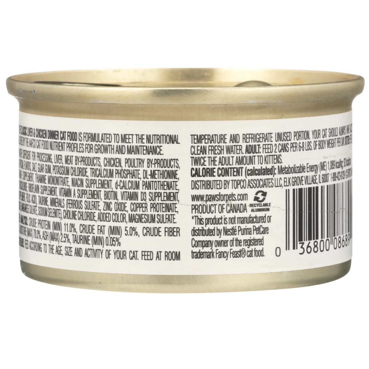 slide 10 of 11, Paws Happy Life Liver & Chicken Dinner Classic Cat Food, 3 oz