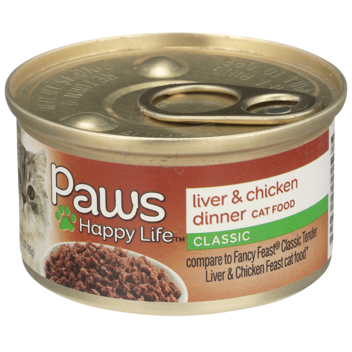 slide 3 of 11, Paws Happy Life Liver & Chicken Dinner Classic Cat Food, 3 oz